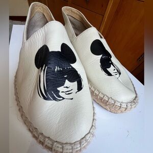 South Parade Cream Espadrilles with Black Graphic Anna Wintour size 37